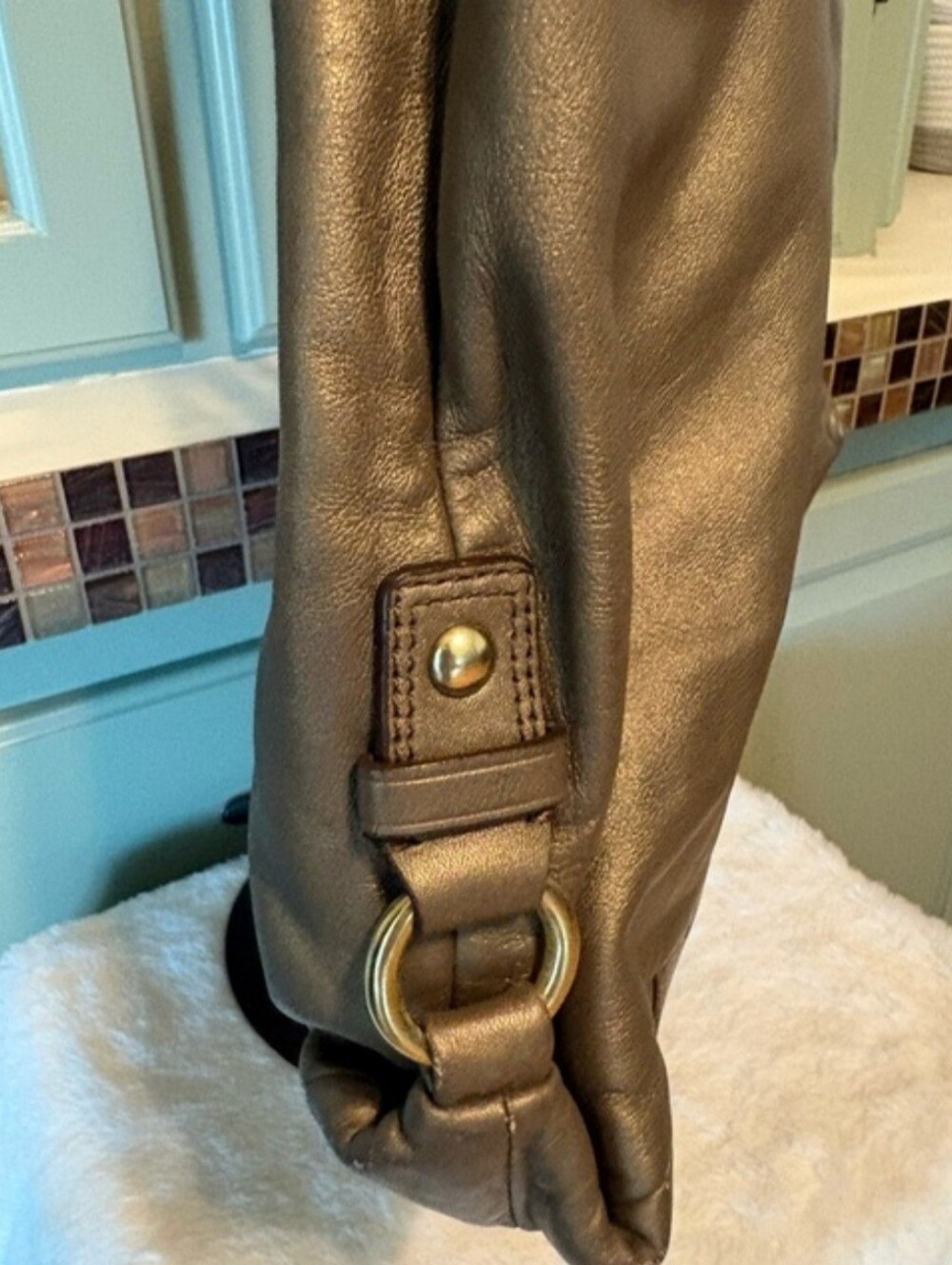 Coach Bronze Leather Tote Bag with Dual Handles - Picture 8 of 8